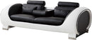 Modern Style Faux Leather Upholstered Wooden Sofa with Headrest, Black and White-Sofas Sectionals & Loveseats-Black and White-Wood and Faux Leather-JadeMoghul Inc.