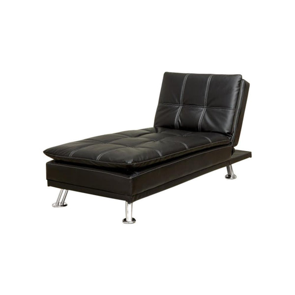 Modern Style Leatherette Chaise, Black-Indoor Chaise Lounge Chairs-Black-Leather-JadeMoghul Inc.