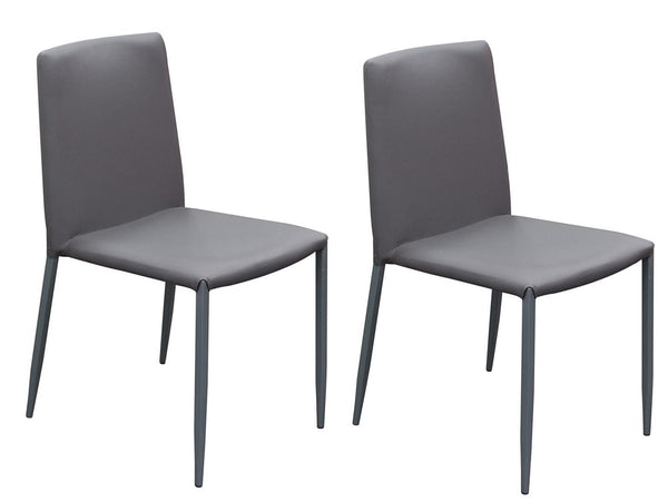 Modern Style Leatherette Upholstered Dining Chairs with Metal Tapered Legs, Gray-Dining Chairs-Gray-Faux Leather and Metal-JadeMoghul Inc.