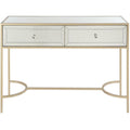 Modern Style Metal and Mirror Sofa Table with 2 Drawers, Gold-Cabinet and Storage Chests-Gold-Metal and Mirror-JadeMoghul Inc.