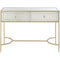 Modern Style Metal and Mirror Sofa Table with 2 Drawers, Gold-Cabinet and Storage Chests-Gold-Metal and Mirror-JadeMoghul Inc.