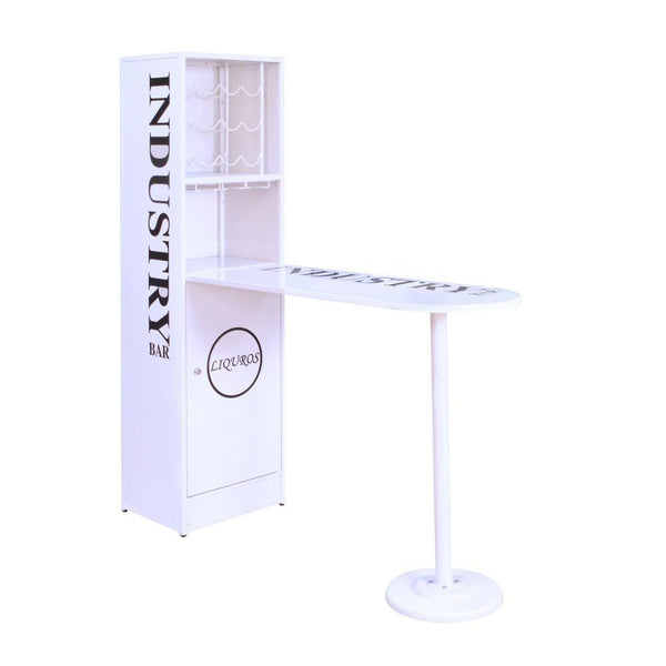 Modern Style Metal Counter Height Table with Wall Storage Cabinet, White-Bar Tables-White-Metal-JadeMoghul Inc.