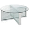 Modern Style Round Glass and Faux Crystal Coffee Table, Silver-Coffee Tables-Silver-Mirror Glass and Faux Crystals-JadeMoghul Inc.