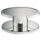 Modern Style Round Mirror Coffee Table with Glass and Faux Stones Top, Silver-Coffee Tables-Silver-Mirror Glass and Faux Stones-JadeMoghul Inc.