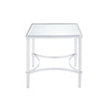 Modern Style Square Metal Frame End Table with Mirrored Top, Silver-Side and End Tables-Silver-Metal and Mirror-JadeMoghul Inc.