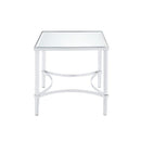 Modern Style Square Metal Frame End Table with Mirrored Top, Silver-Side and End Tables-Silver-Metal and Mirror-JadeMoghul Inc.