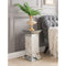 Modern Style Square Pedestal Stand with Beveled Mirrored Top, Silver-Living Room Furniture-Silver-Glass Mirror and Wood-JadeMoghul Inc.