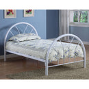 Modern Style Twin Size Metal Bed, White-Panel Beds-White-METAL-JadeMoghul Inc.