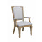 Modern Vintage Style Dining Armchair, Gray & Brown, Set of 2-Dining Chairs-Gray & Brown-Wood & Fabric-JadeMoghul Inc.