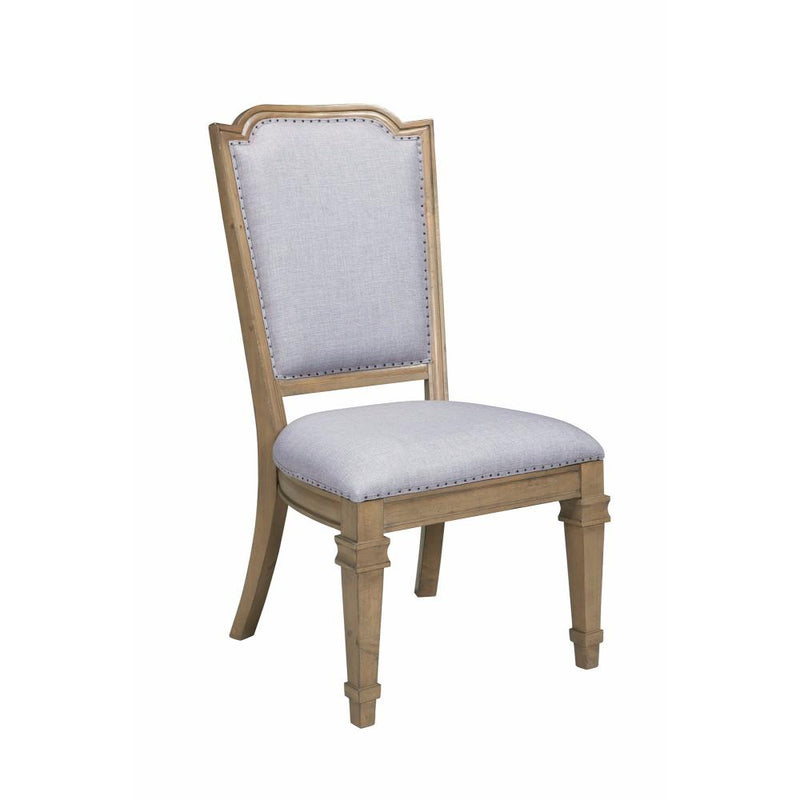 Modern Vintage Style Dining Chair, Gray & Brown, Set of 2-Dining Chairs-Gray & Brown-Wood & Fabric-JadeMoghul Inc.
