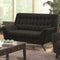 Modern Wood & Chenille Loveseat With Tufted Seating, Black-Living Room Furniture-Black-Wood & Chenille Fabric-JadeMoghul Inc.