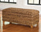 Modern Wood & Woven Abaca Trunk, Rustic Brown-Living Room Furniture-Brown-Wood and Woven Abaca-JadeMoghul Inc.