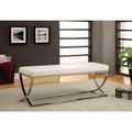 Modernly Charming Bench, White-Vanity Stools and Benches-White-METAL-Chrome-JadeMoghul Inc.