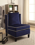 Modish Accent Chair, Dark Blue Velvet-Armchairs and Accent Chairs-Dark Blue-Upholstery Wood Leg ? Engineered Wood-JadeMoghul Inc.