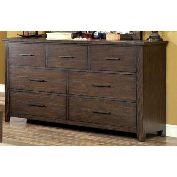 Modish And Transitional Style Wooden Dresser, Dark Walnut Brown-Dressers-Brown-Wood-JadeMoghul Inc.