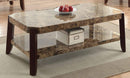 Modish Coffee Table, Faux Marble & Brown-Coffee Tables-Brown-Veneer-JadeMoghul Inc.