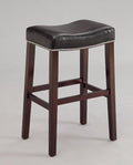 Modish Counter Height Stool (Set-2), Black & Espresso-Accent and Garden Stools-Black & Brown-Bycast PU FR Foam nail-head Decoration Wood-JadeMoghul Inc.