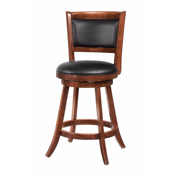 Modish Counter Height Stool with Upholstered Seat, Brown, Set of 2-Armchairs and Accent Chairs-Brown-Wood-Chestnut-JadeMoghul Inc.