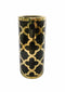 Modish decorative Round Umbrella Stand, Black/Gold-Coatracks and Umbrella Stands-Black And Gold-Ceramic-JadeMoghul Inc.