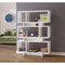Modish Geometrically Designed Reversible Bookcase, White-Book Cases-White-Wood-JadeMoghul Inc.