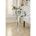 Modish Metal Accent Table With Glass Top,Silver And Clear-Console Tables-Silver & Clear-Metal & Glass-JadeMoghul Inc.