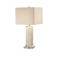 Modish Rectangular Shell Crystal Fabric Shade Table Lamp White Set of 2-Table & Desk Lamp-White-MDF Shell Crystal Fabric Shade-JadeMoghul Inc.