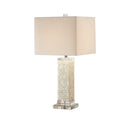 Modish Rectangular Shell Crystal Fabric Shade Table Lamp White Set of 2-Table & Desk Lamp-White-MDF Shell Crystal Fabric Shade-JadeMoghul Inc.