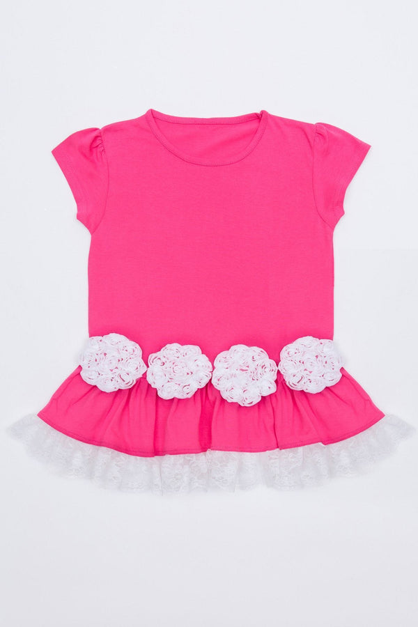 Modish Ruffle Top - Girls-Girls Short Sleeve Fancy Tops-18M/2-Hot Pink-JadeMoghul Inc.