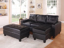 Modish Sectional Sofa With Ottoman, 3 Piece Set, Black-Sofas-Black-Upholstery-JadeMoghul Inc.