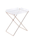 Modish Tray Table, Clear Acrylic & Copper-Side Tables and End Tables-Clear Acrylic&Copper-Acrylic Metal-JadeMoghul Inc.