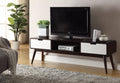 Modish TV Stand, Espresso & White-Entertainment Centers and Tv Stands-Espresso & White-MDF Wood Veneer Solid Wood Leg-JadeMoghul Inc.