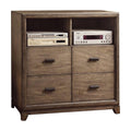 Modish Wooden Media Chest With Open Shelves, Natural Ash Brown-Accent Chests and Cabinets-Brown-Wood-JadeMoghul Inc.
