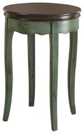 Molly Vintage Side Table, Green-End Tables-Green, Antique Brown-Wood-JadeMoghul Inc.
