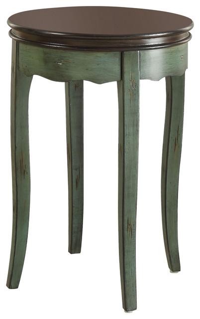 Molly Vintage Side Table, Green-End Tables-Green, Antique Brown-Wood-JadeMoghul Inc.