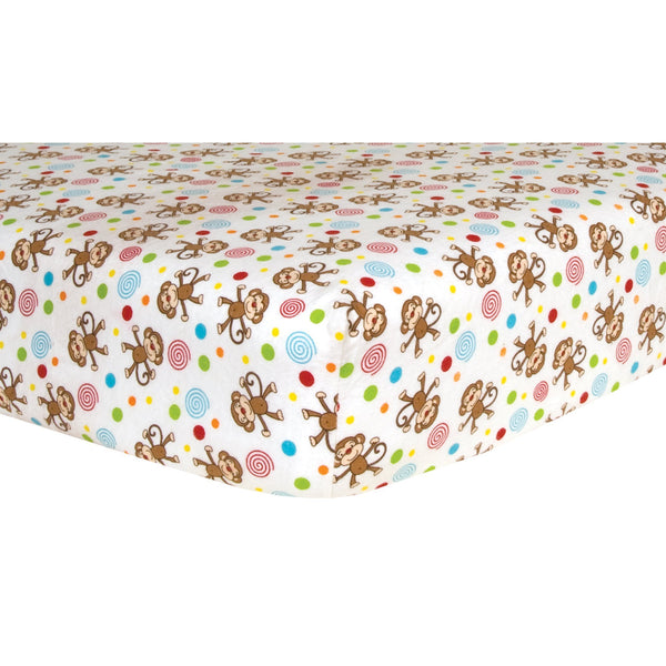 Monkey Scatter Print Flannel Deluxe Flannel Fitted Crib Sheet-WHIM-U-JadeMoghul Inc.