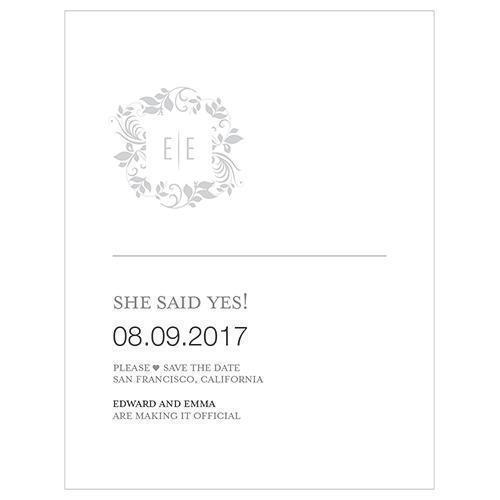 Monogram Simplicity Save The Date Card - Botanical Wreath (Pack of 1)-Weddingstar-JadeMoghul Inc.