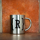 Custom Mugs Monogram Swirl Bracket Silver Outdoor Mug