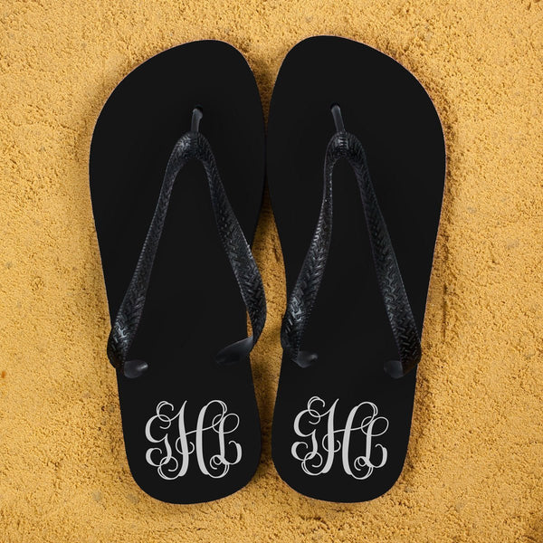Christmas Present Ideas Monogrammed Flip Flops in Black and White