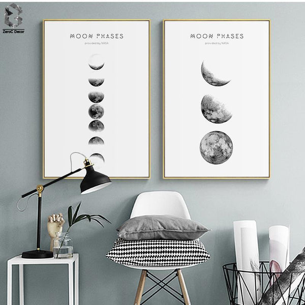 Moon Phases Wall Art Nordic Print and Poster, Canvas Art Paintings for Living Room Decoration, Wall Decor Picture for Bedroom-15x20cm No frame-A-JadeMoghul Inc.