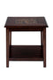 Mosaic Tile Inlay Wooden End Table with Bottom Shelf, Baroque Brown-End Tables-Brown-Wood And Mosiac-JadeMoghul Inc.