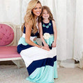 Mother And Daughter Matching Maxi Dress-Blue-Daughter 10T-JadeMoghul Inc.