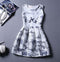 Mother Daughter Dresses 2017 New Girls Vintage Printed Spring Dress Family Matching Dress Mother Daughter Clothes Mae e Filha-Grey-6T-JadeMoghul Inc.