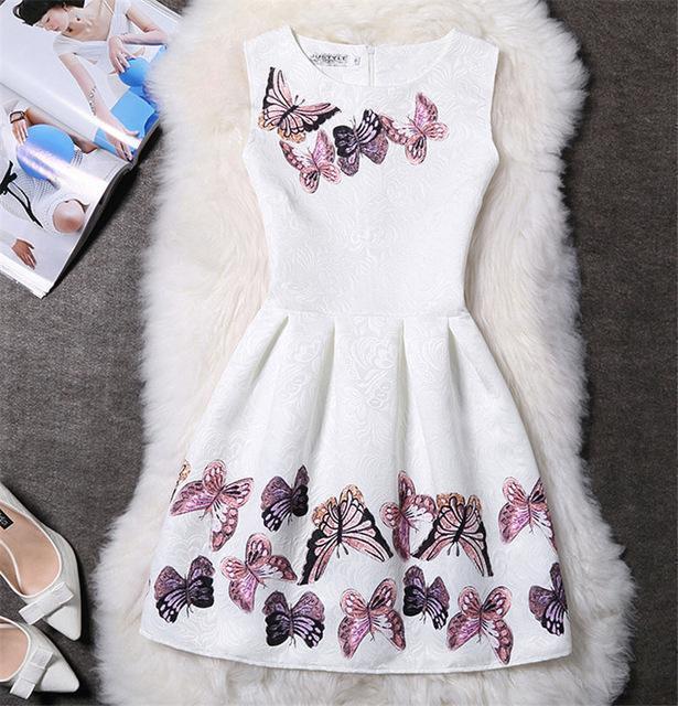 Mother Daughter Dresses 2017 New Girls Vintage Printed Spring Dress Family Matching Dress Mother Daughter Clothes Mae e Filha-White-6T-JadeMoghul Inc.