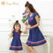 Mother Daughter Family Matching Summer Dress With Belt And Necklace-girl 2T-JadeMoghul Inc.