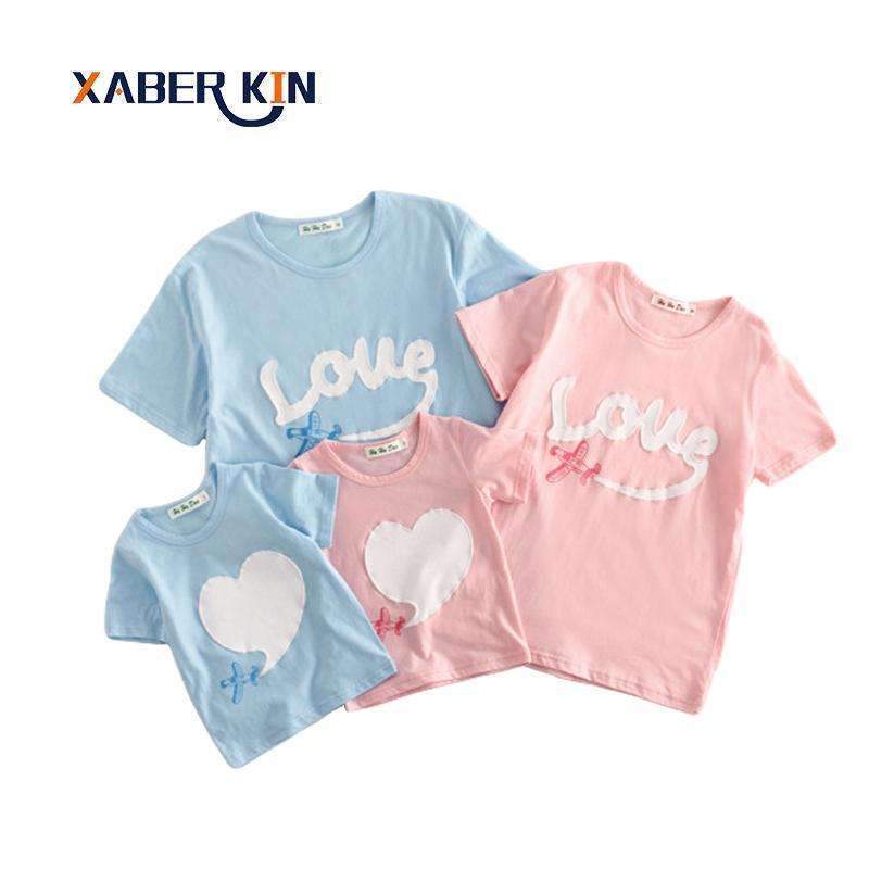 Mother Daughter Matching Love and Hearts Shirts-Pink-Mother S-JadeMoghul Inc.