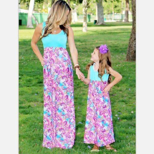 Mother Daughter Matching Summer Maxi Dresses-like pic-S-JadeMoghul Inc.