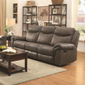 Motion Sofa With Pillow Arms And Outlet, Grey-Sofas-Gray-Wood and Leather-JadeMoghul Inc.