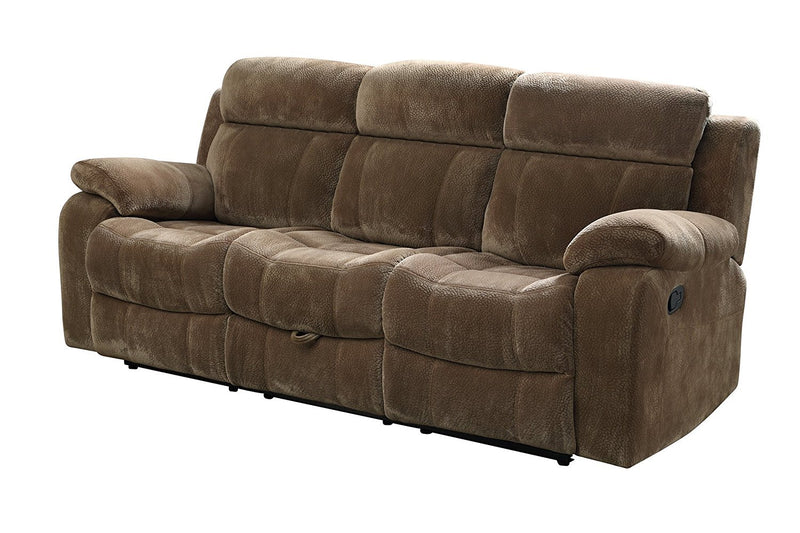 Motion Sofa With Pillow Arms, Brown-Sofas-Brown-Wood and Velvet-JadeMoghul Inc.