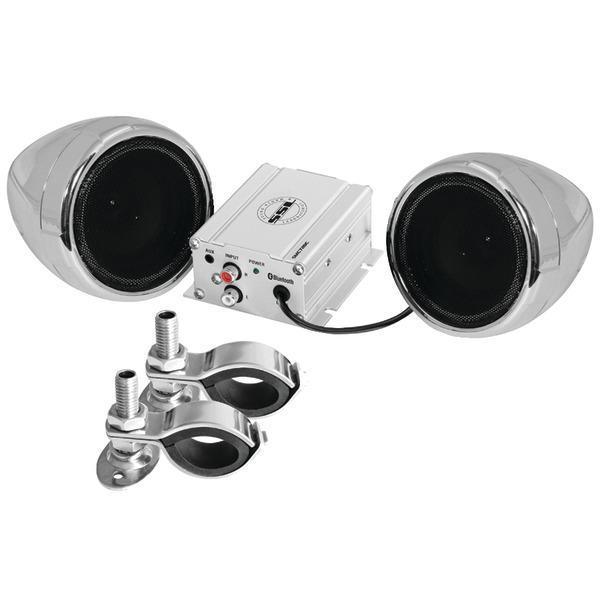 Motorcycle 600-Watt Amplified Sound System with 3" Chrome Full-Range Speakers & Bluetooth(R)-Motorcycle & ATV Audio Package-JadeMoghul Inc.