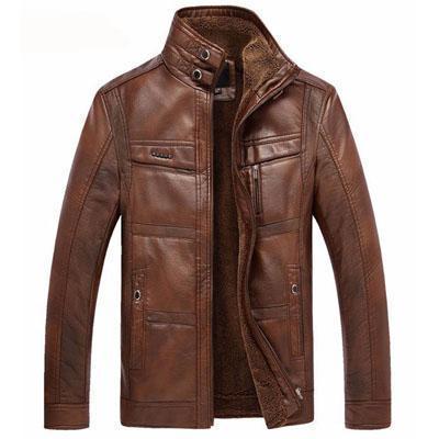 Mountainskin Leather Jacket Men Coats 5XL Brand High Quality PU Outerwear Men Business Winter Faux Fur Male Jacket Fleece EDA113-Light Coffee-M-JadeMoghul Inc.